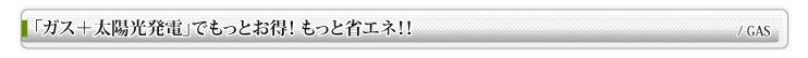ガス+太陽光発電でもっとお得!もっと省エネ!!